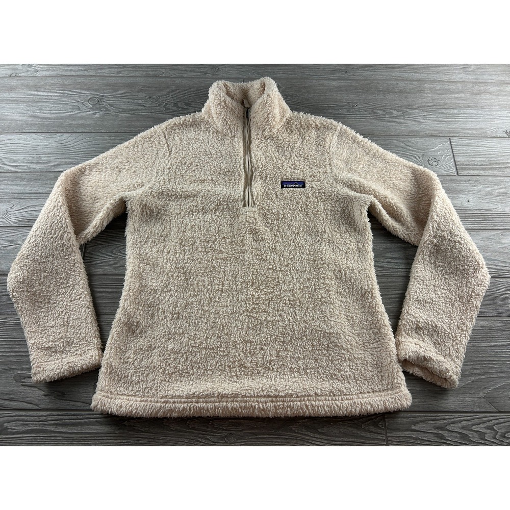 Patagonia Women's Los Gatos Fleece Pullover Size Medium Cream Sherpa 1/4 Zip